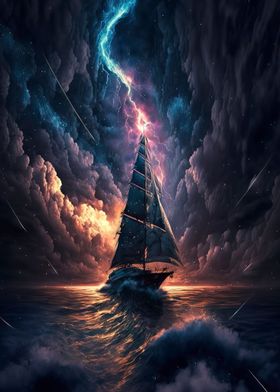 sailboat in the storm