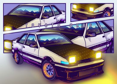 Toyota AE86 Neon Vintage