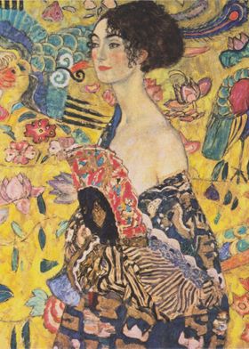 lady with fan 1918 Klimt