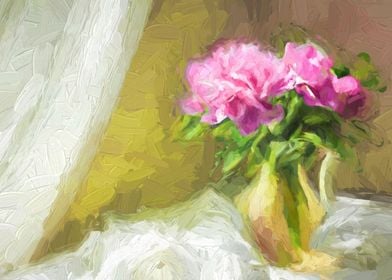 Oil Still life with Peonie