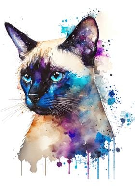 Siamese Cat Abstract Art