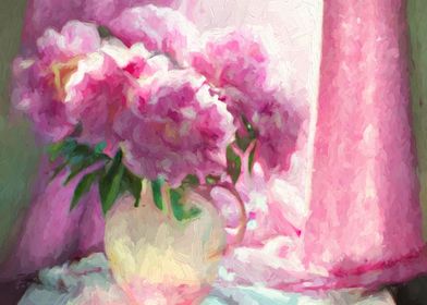 Oil Still life with Peonie