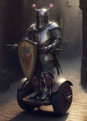 Medieval knight on Segway