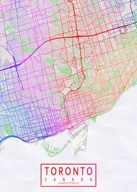 Toronto City map Colorful