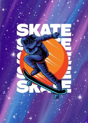 Astronaut Skateboarding