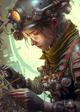 female Steampunk engineer