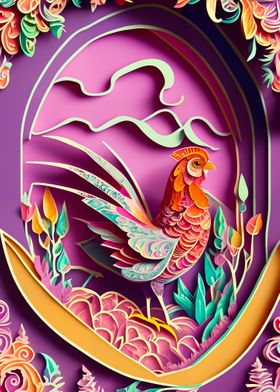 Paper Cut Rooster