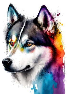 Siberian Husky Watercolor 