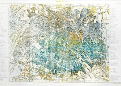 Vintage glowing Paris map