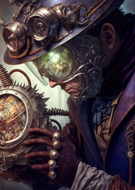 Male Steampunk engineer