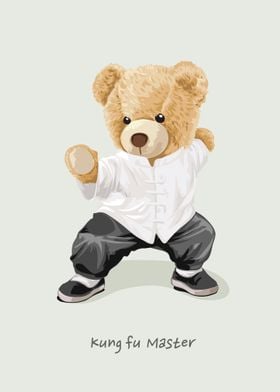 cute bear doll in kung fu