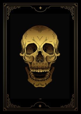 Tarot gold skull head