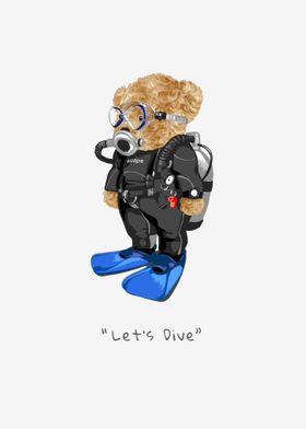 bear doll in scuba diver