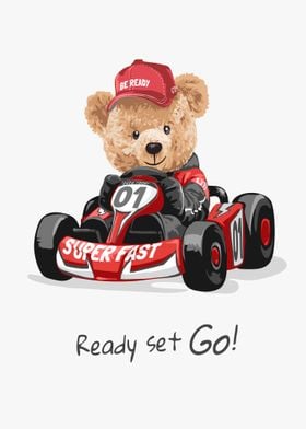 Bear doll driving go kart