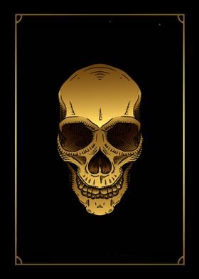 Tarot gold skull head 3