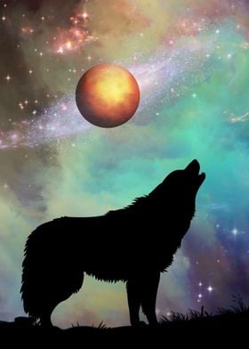 wolf moon night space