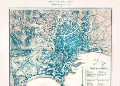 Vintage white Naples map