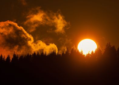 Moonrise over forests