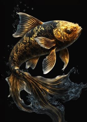 Black and Gold Koi Fish