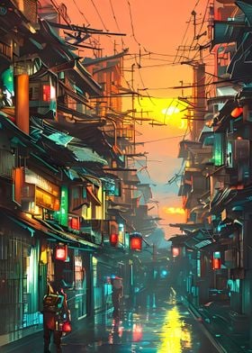 Tokyo Sunset Paintings