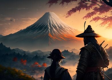 Samurai Geisha Mount Fuji