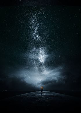 Man Under Night Sky