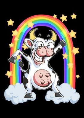 Rainbow cow crazy dancing 