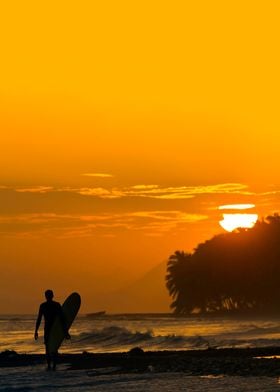 Haiti Surfer at Sunset