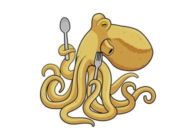 Octopus Eating Spoon Fork