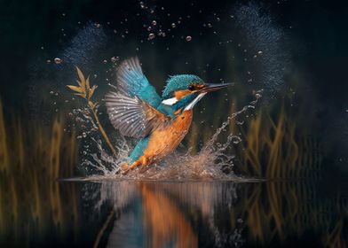 kingfisher in the lake