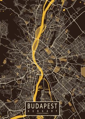 Budapest City Map Pastel