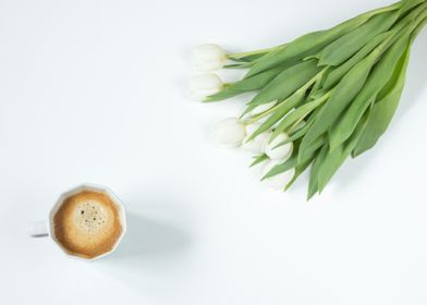 coffee with tulips