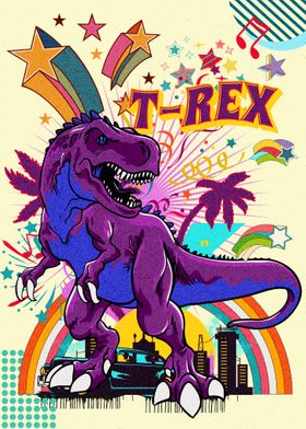 t rex Colorful retro