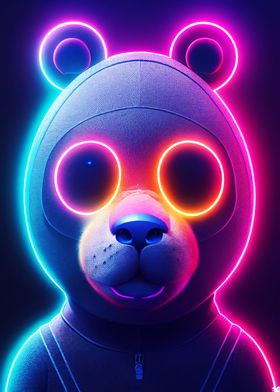 vaporwave neon bear