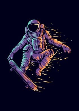 Astronaut skateboarding