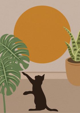 Cat Playing Plants