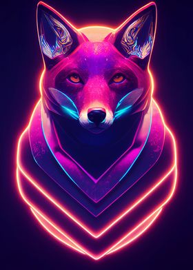 vaporwave neon fox