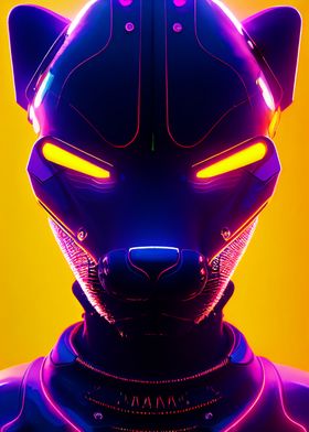 vaporwave neon wild cat