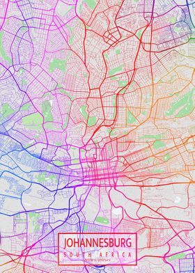 Johannesburg Map Colorful