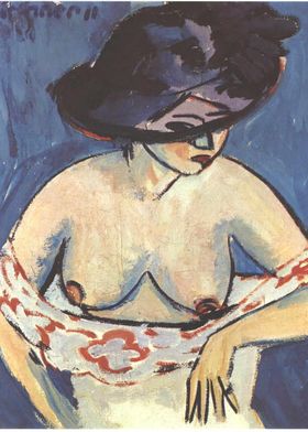 half naked woman with hat