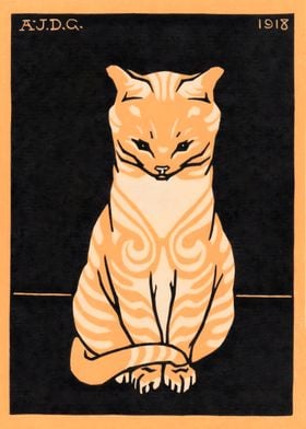 Ukiyo e Ginger Tabby Cat