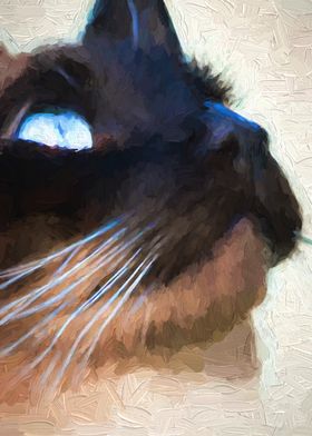 Oil Siamese Cat Portrait