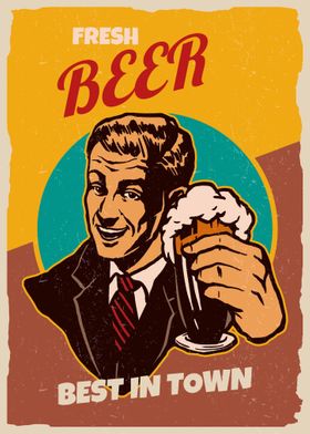 Fresh Beer Vintage Poster 