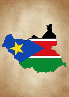 South Sudan map vintage