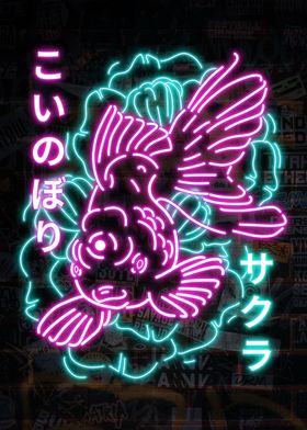 Neon Japanese Koi Fish