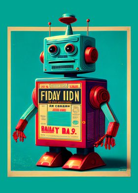 Retro Tin Robot Poster