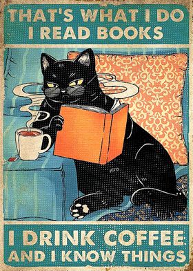 Cat Read Books Poster