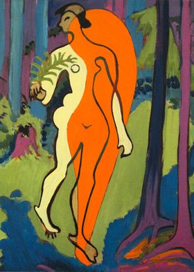 nude in orange and yellow