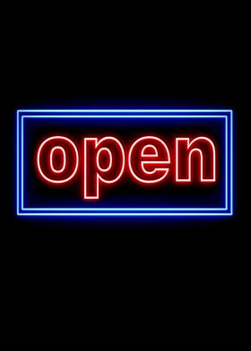 open neon sign