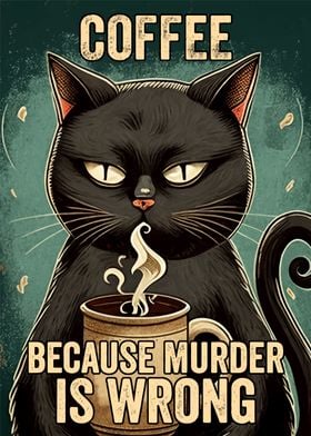 Coffee Cat Drinking Coffee